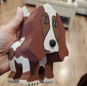 Basset Hound Handcrafted Wood Layered Hand Painted 5.5in X 3in Shelf Sitter